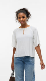 VERO MODA VMANNA 2/4 top in cloud dancer - Image 1