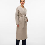 VERO MODA VMANNE bergen long coat in silver mink melange - Image 1