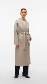 VERO MODA VMANNE bergen long coat in silver mink melange - Image 1