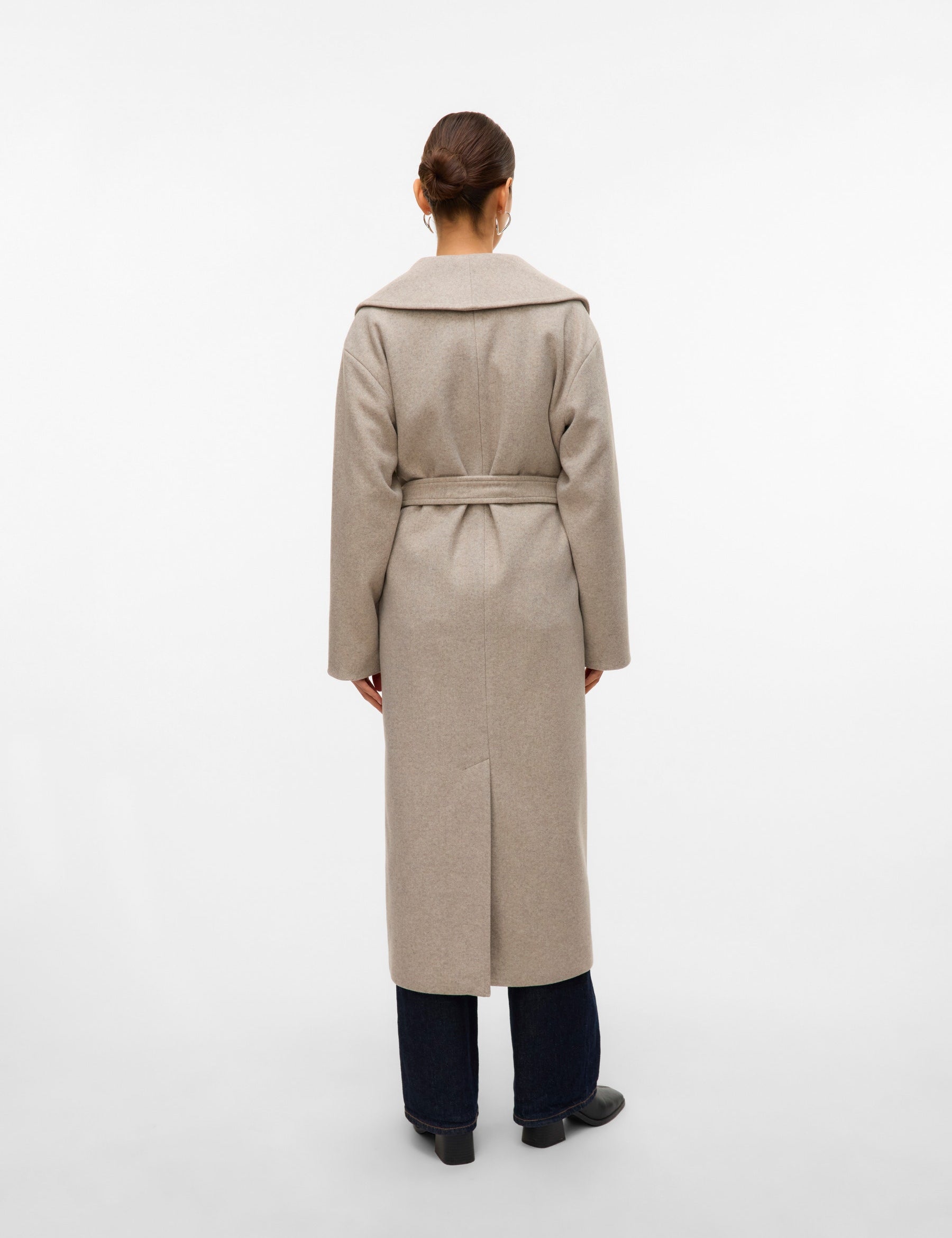 VERO MODA VMANNE bergen long coat in silver mink melange - Image 2