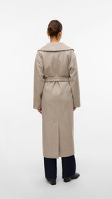 VERO MODA VMANNE bergen long coat in silver mink melange - Image 2