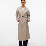VERO MODA VMANNE bergen long coat in silver mink melange - Image 4