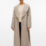 VERO MODA VMANNE bergen long coat in silver mink melange - Image 5