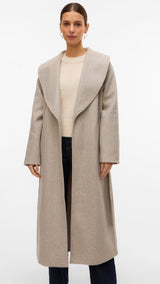 VERO MODA VMANNE bergen long coat in silver mink melange - Image 5