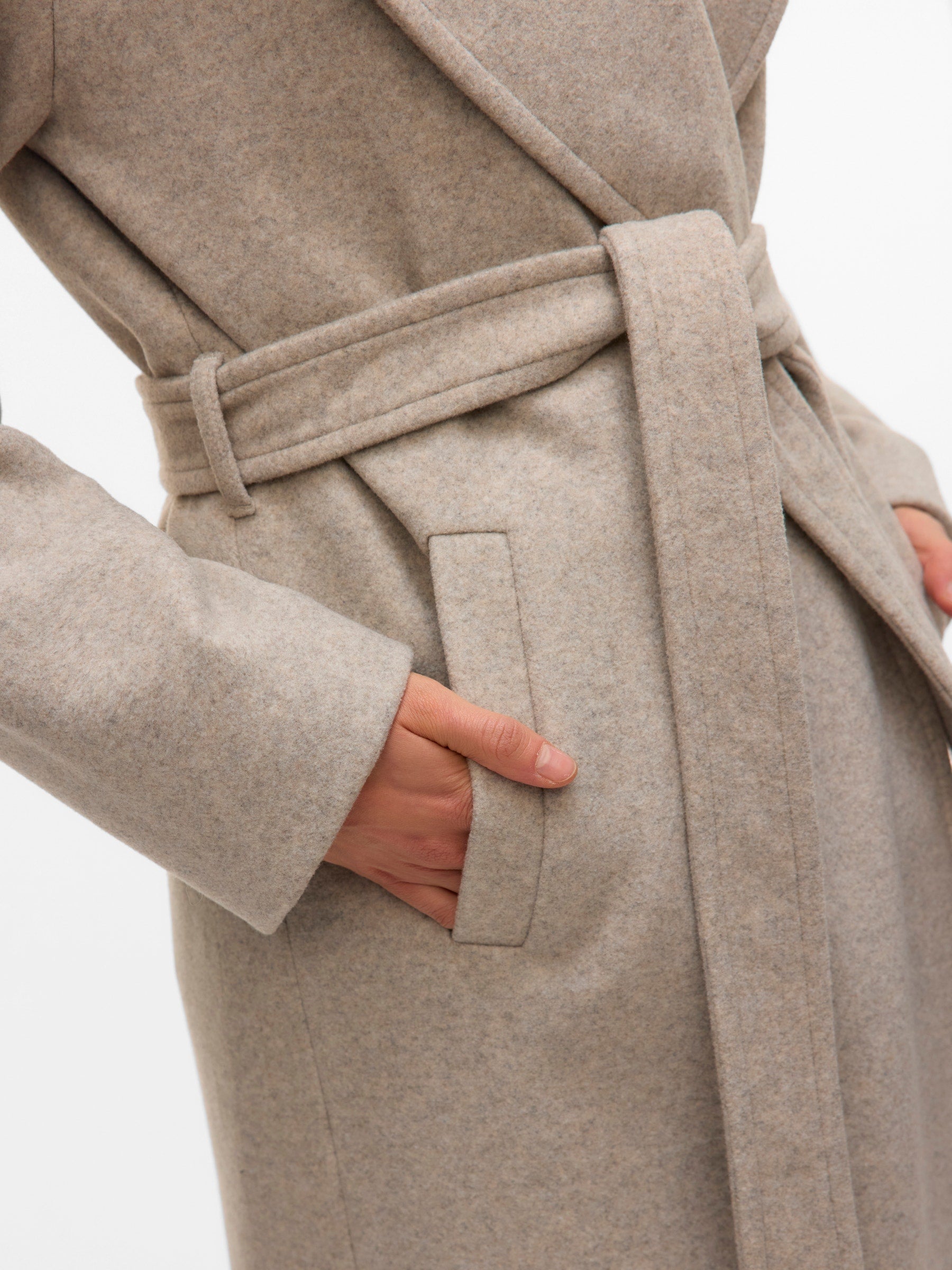 VERO MODA VMANNE bergen long coat in silver mink melange - Image 6