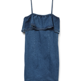 VERO MODA VMANNY frill short dress in medium blue - Image 3