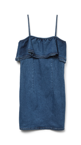 VERO MODA VMANNY frill short dress in medium blue - Image 3