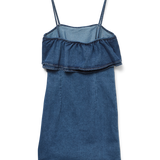 VERO MODA VMANNY frill short dress in medium blue - Image 4