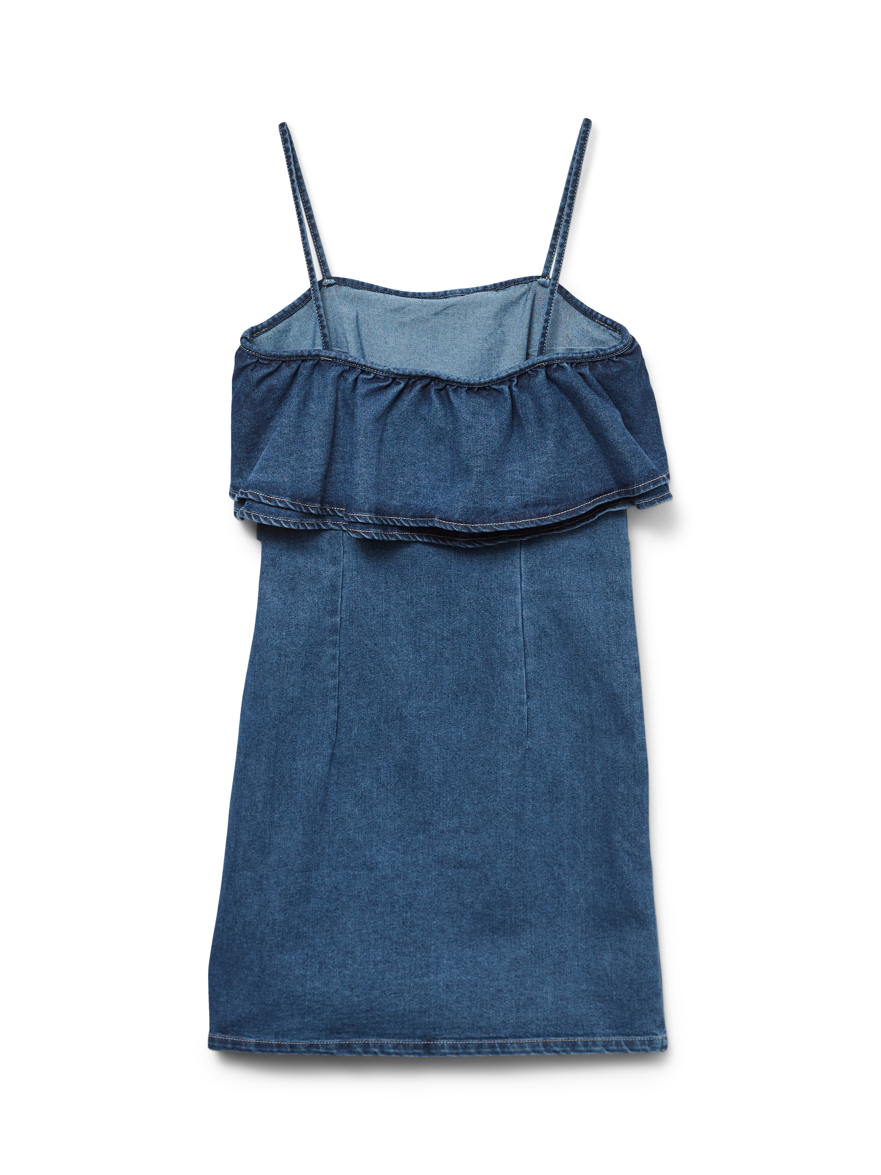 VERO MODA VMANNY frill short dress in medium blue - Image 4