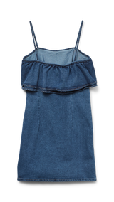 VERO MODA VMANNY frill short dress in medium blue - Image 4