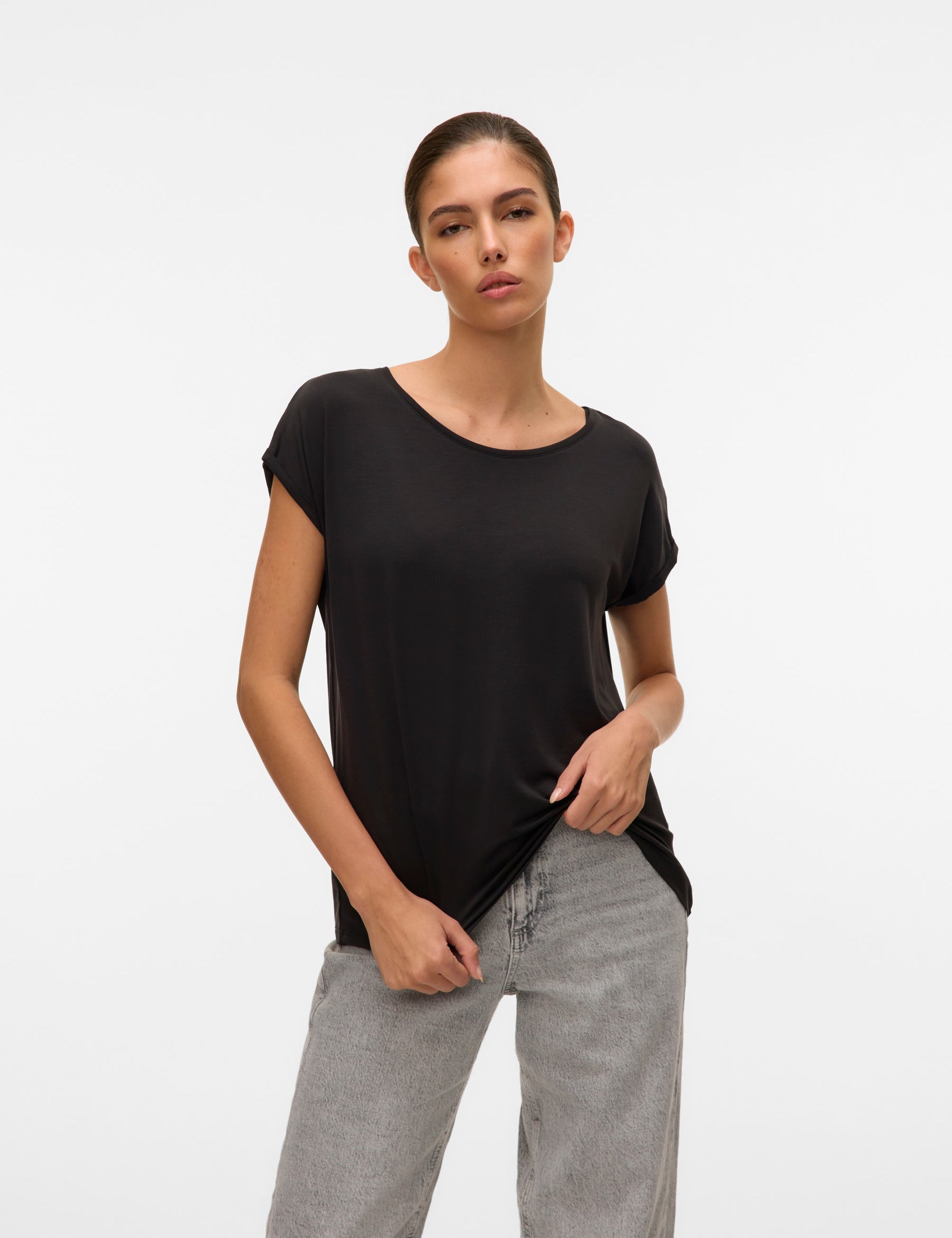 VERO MODA VMAVA plain top in black - Image 1