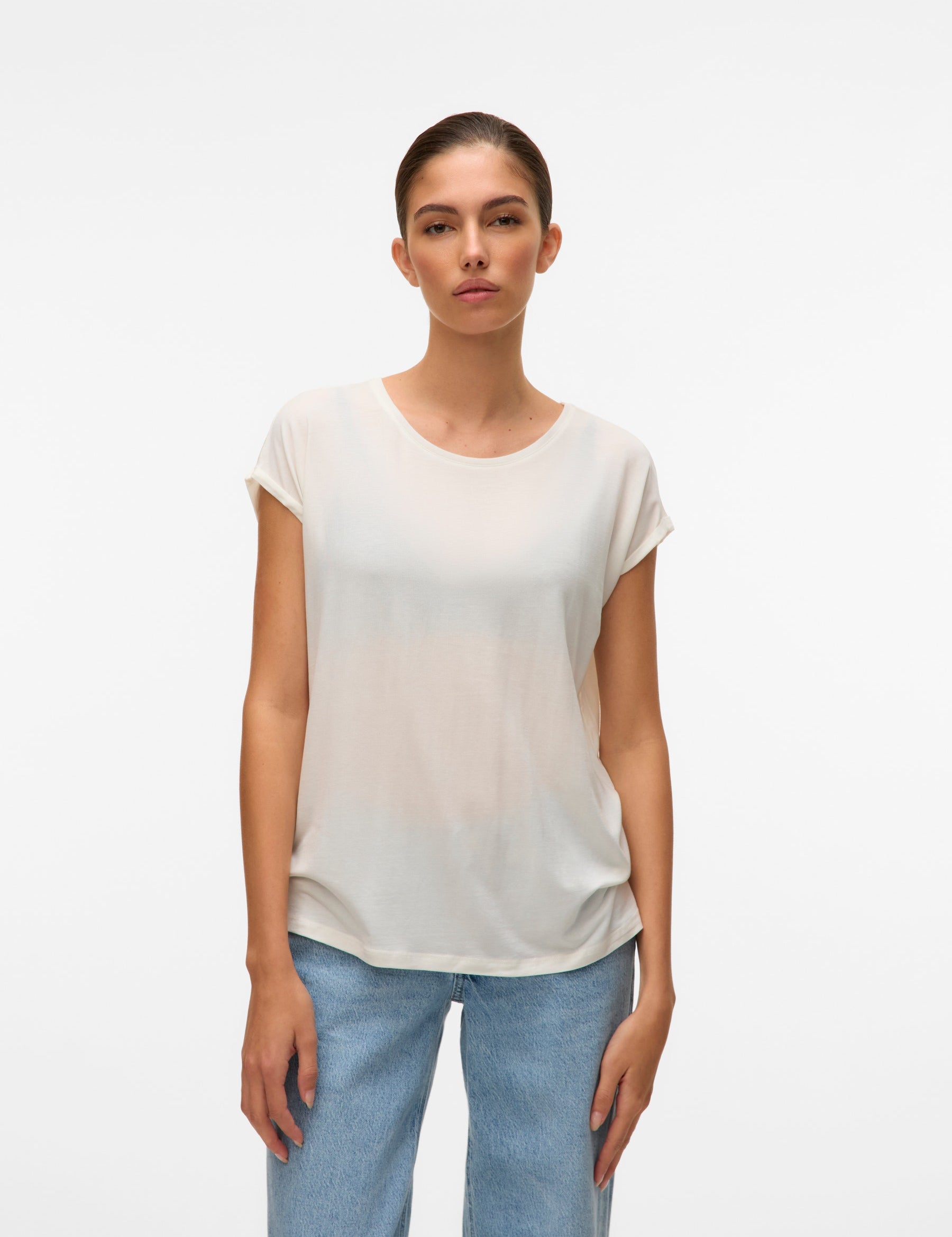 VERO MODA VMAVA plain top in snow white - Image 1