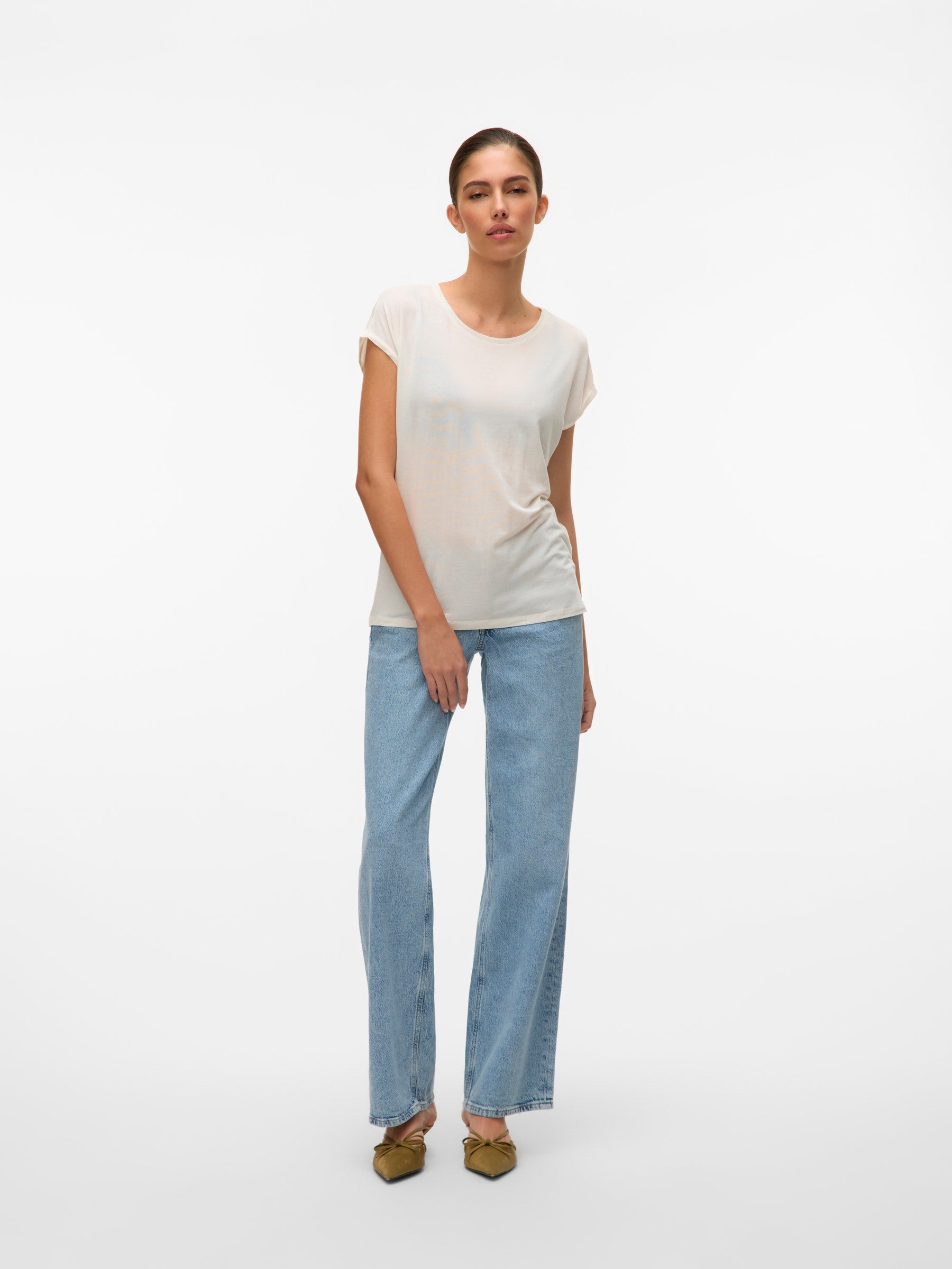 VERO MODA VMAVA plain top in snow white - Image 4