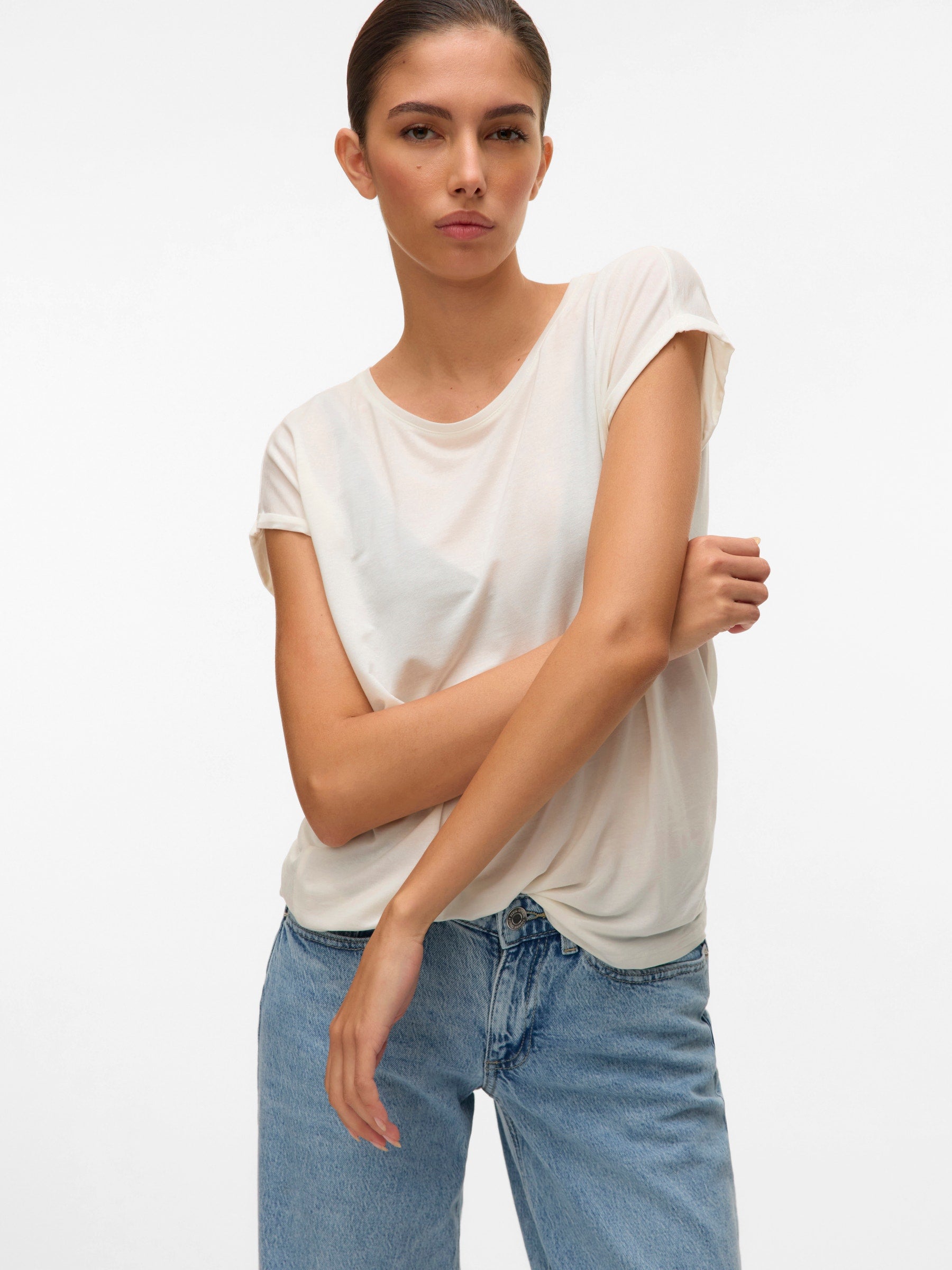 VERO MODA VMAVA plain top in snow white - Image 5