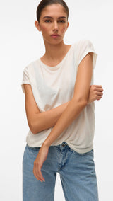 VERO MODA VMAVA plain top in snow white - Image 5