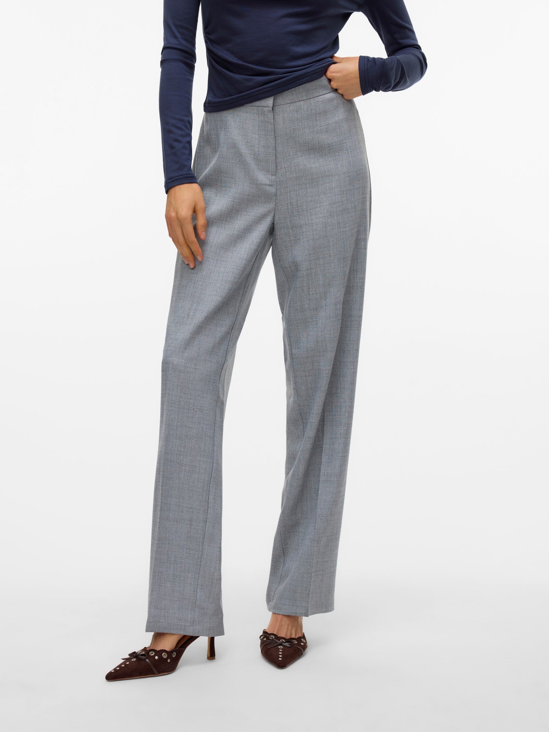 VERO MODA VMAYAR straight pant in light grey melange - Image 1