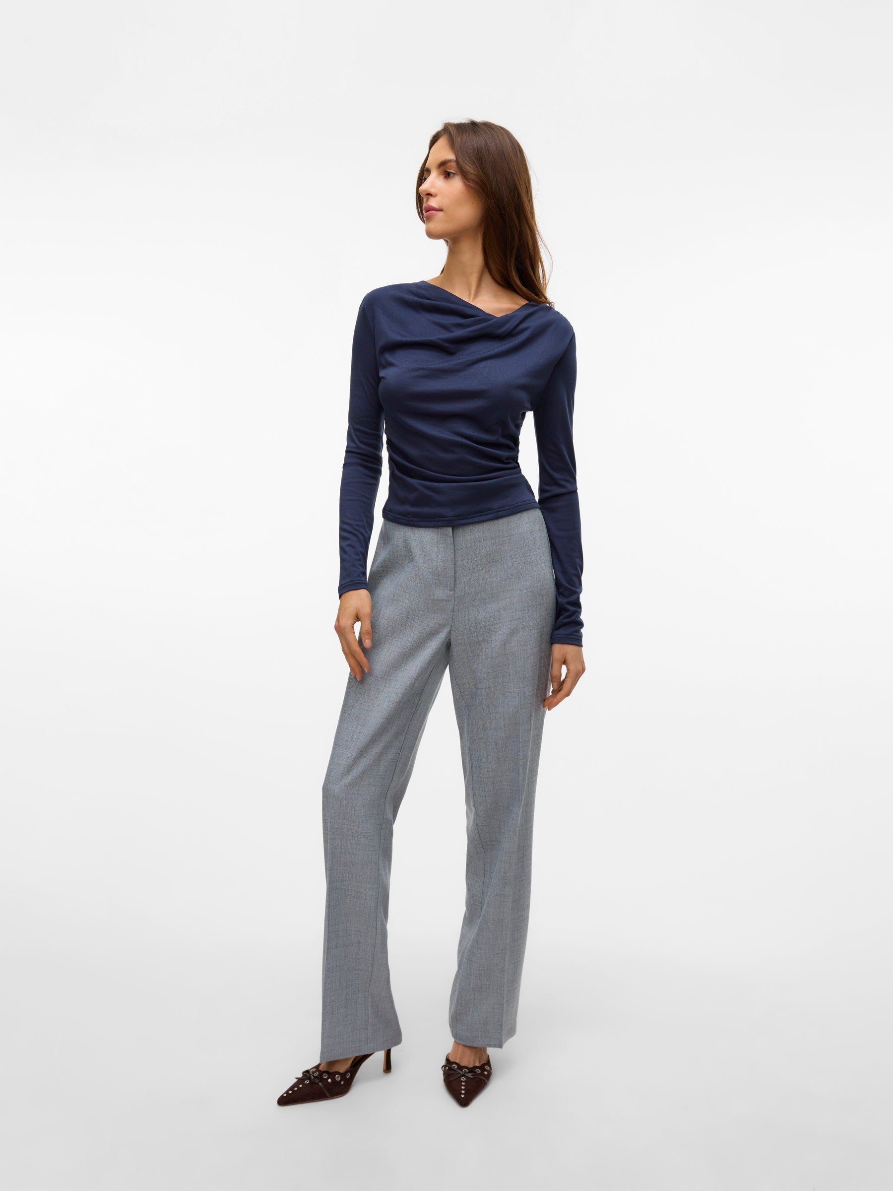 VERO MODA VMAYAR straight pant in light grey melange - Image 4