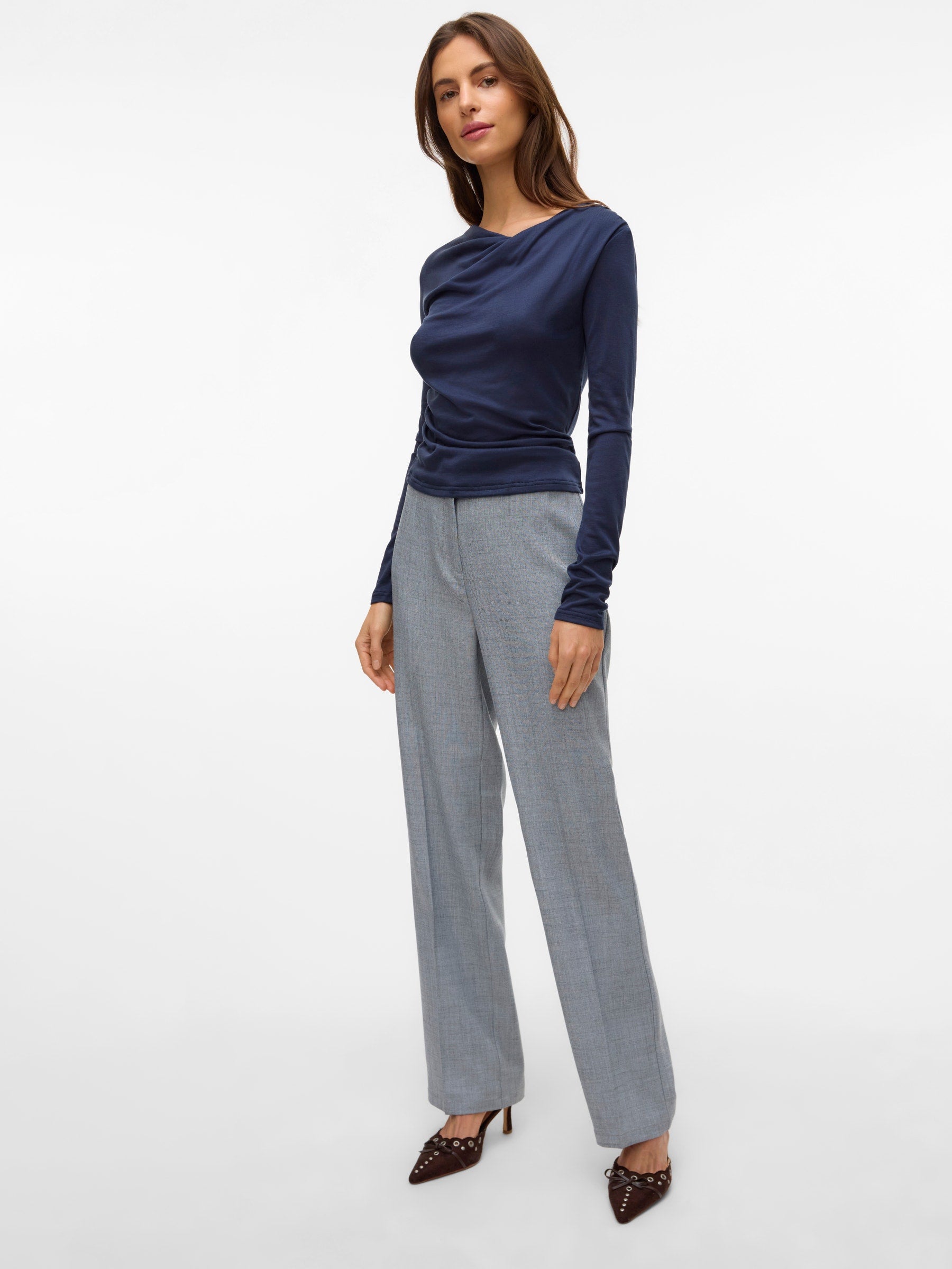 VERO MODA VMAYAR straight pant in light grey melange - Image 5