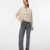 VERO MODA VMBANG o-neck short cardigan boo in birch melange - Image 1