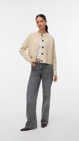 VERO MODA VMBANG o-neck short cardigan boo in birch melange - Image 1