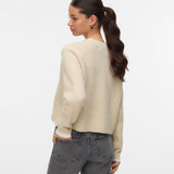 VERO MODA VMBANG o-neck short cardigan boo in birch melange - Image 2