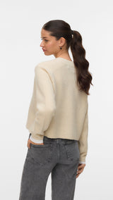 VERO MODA VMBANG o-neck short cardigan boo in birch melange - Image 2