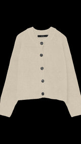 VERO MODA VMBANG o-neck short cardigan boo in birch melange - Image 3