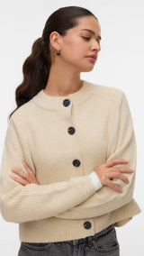 VERO MODA VMBANG o-neck short cardigan boo in birch melange - Image 4