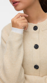 VERO MODA VMBANG o-neck short cardigan boo in birch melange - Image 5