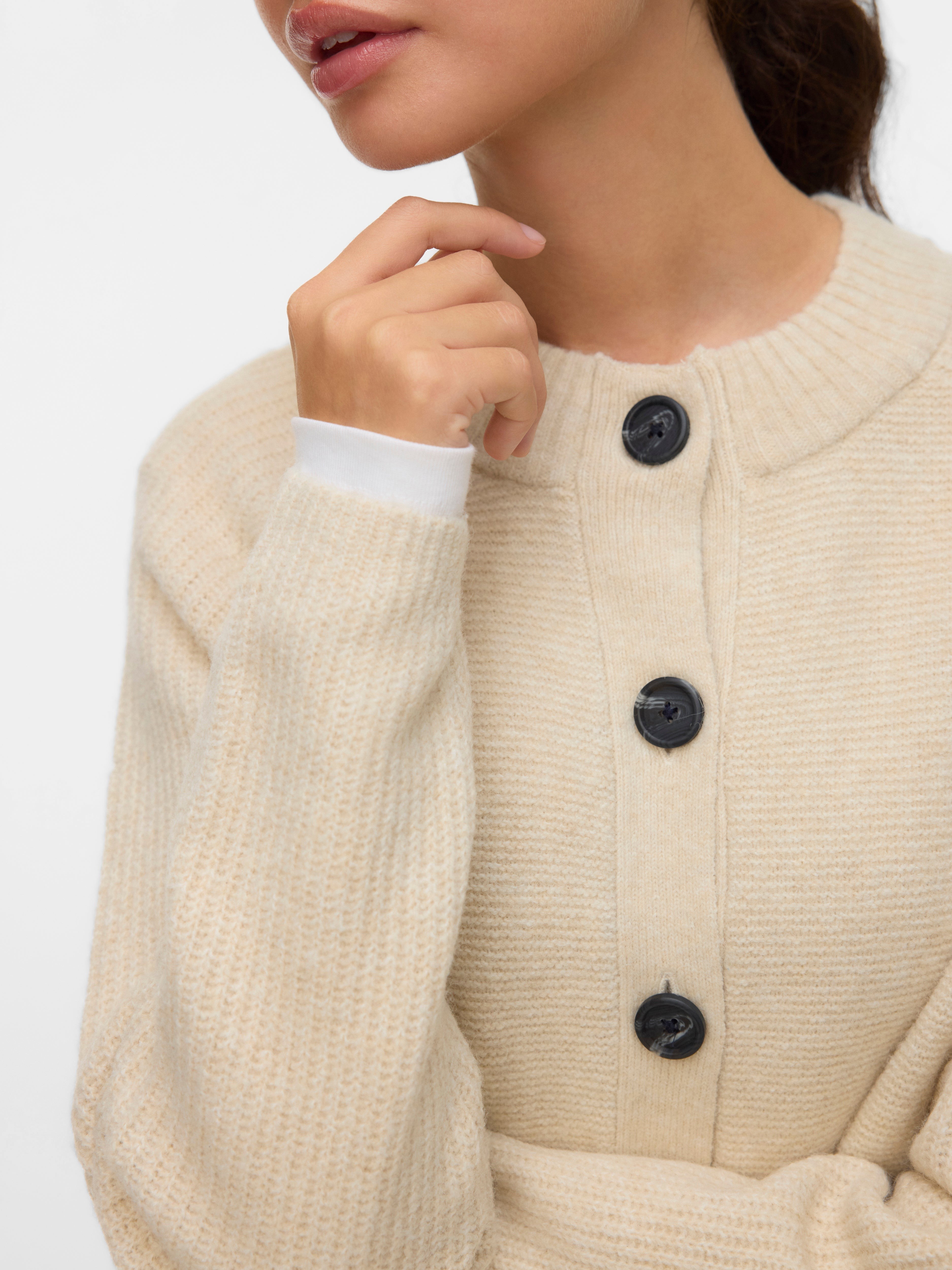 VERO MODA VMBANG o-neck short cardigan boo in birch melange - Image 5