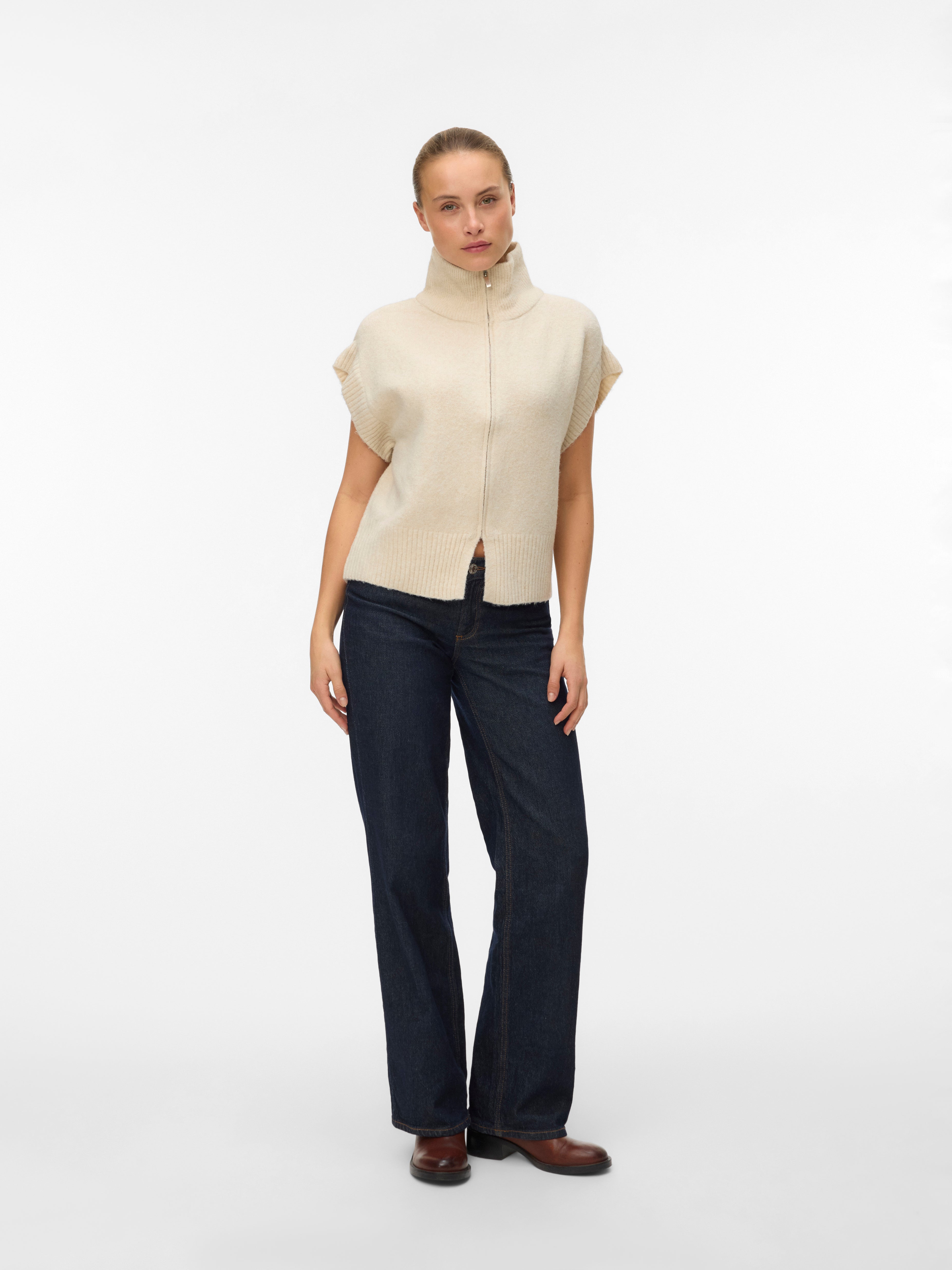 VERO MODA VMBANG highneck zipper vest boo - birch