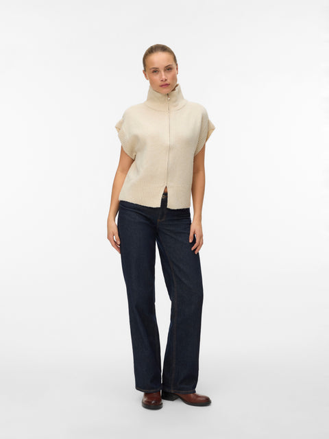 VERO MODA VMBANG highneck zipper vest boo in medium grey melange