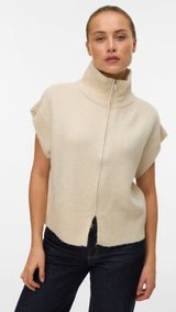 VERO MODA VMBANG highneck zipper vest boo - medium grey melange