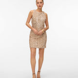 VERO MODA VMBELLA o-neck short dress - black silver sequins