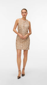 VERO MODA VMBELLA o-neck short dress - black silver sequins