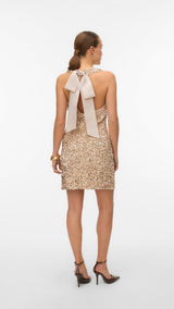 VERO MODA VMBELLA o-neck short dress - pumice stone