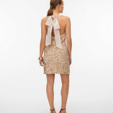 VERO MODA VMBELLA o-neck short dress - black silver sequins
