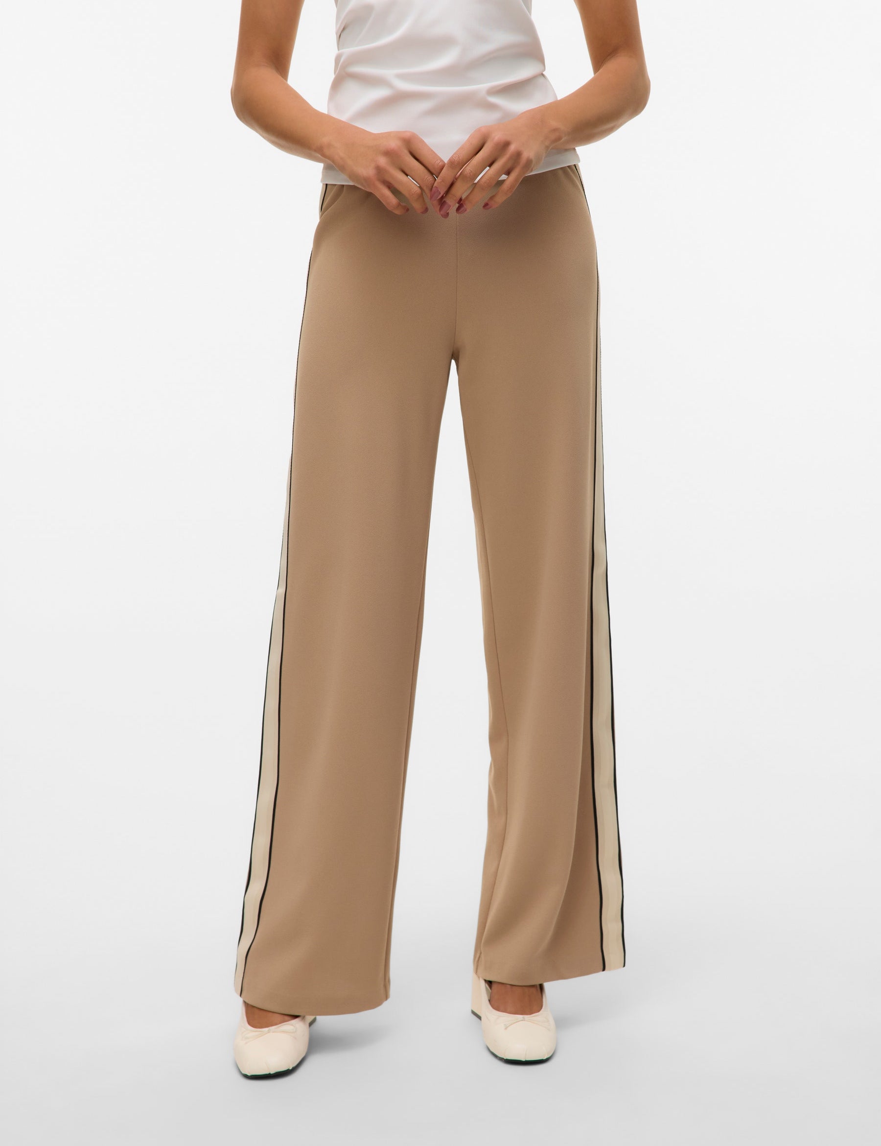 VERO MODA VMBERLIN wide panel pant in silver mink panel a1 - Image 1