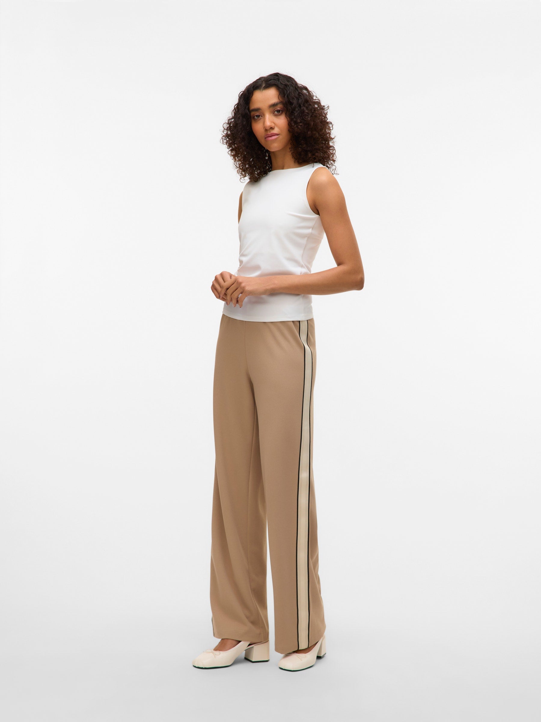 VERO MODA VMBERLIN wide panel pant in silver mink panel a1 - Image 4