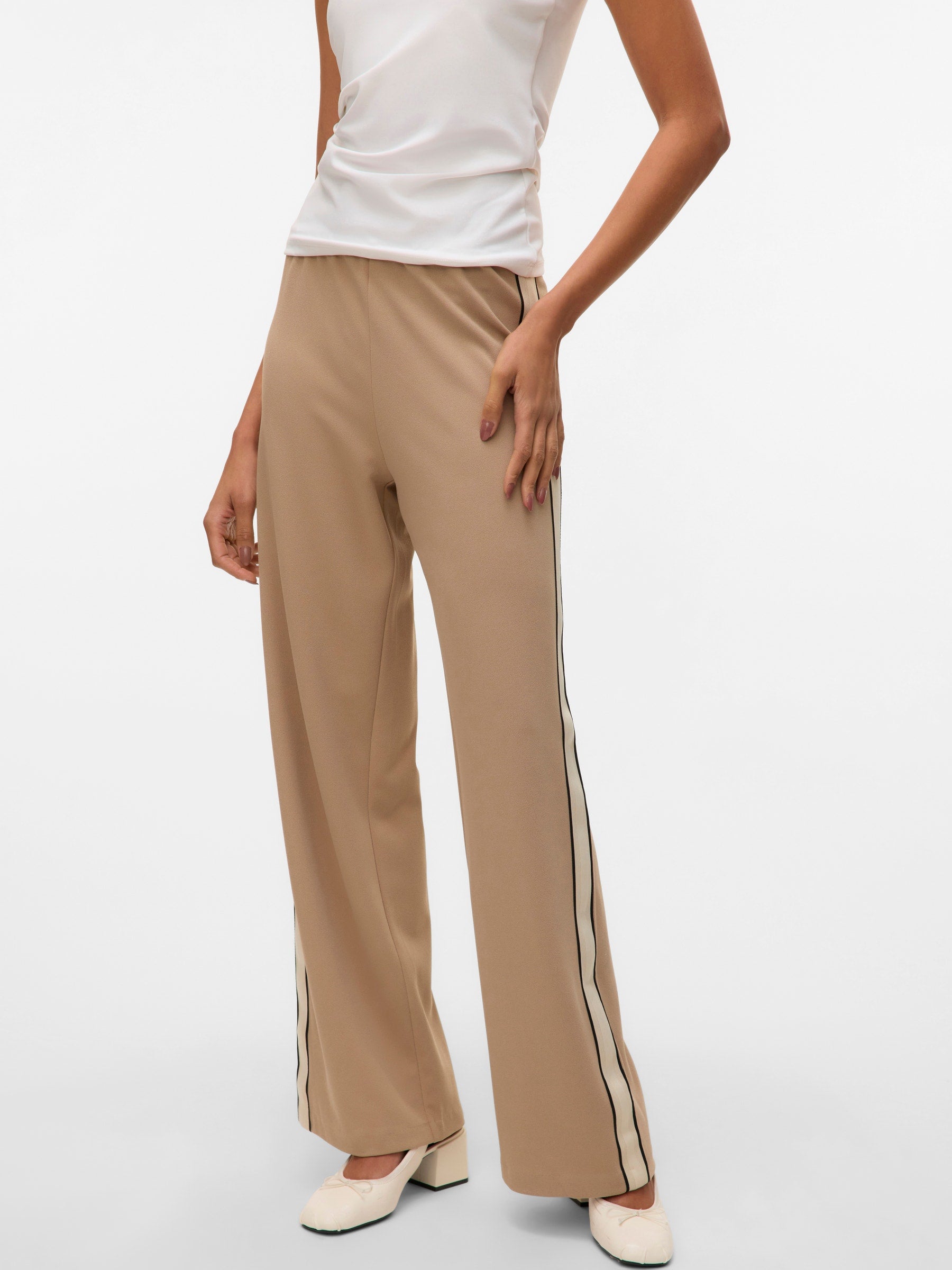 VERO MODA VMBERLIN wide panel pant in silver mink panel a1 - Image 5