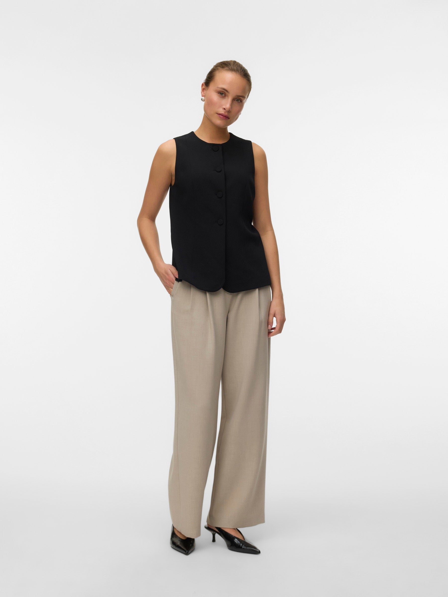 VERO MODA VMBERLIN waistcoat in black - Image 1