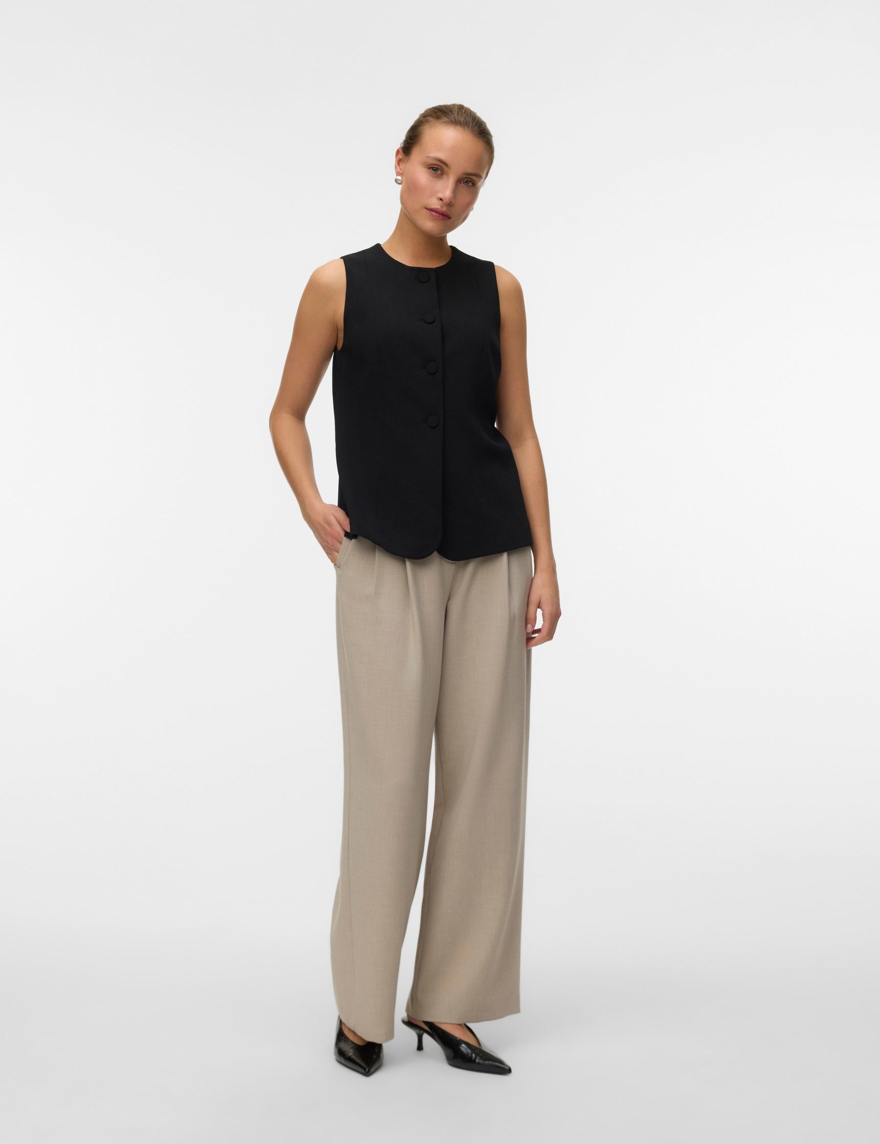 VERO MODA VMBERLIN waistcoat in black - Image 1