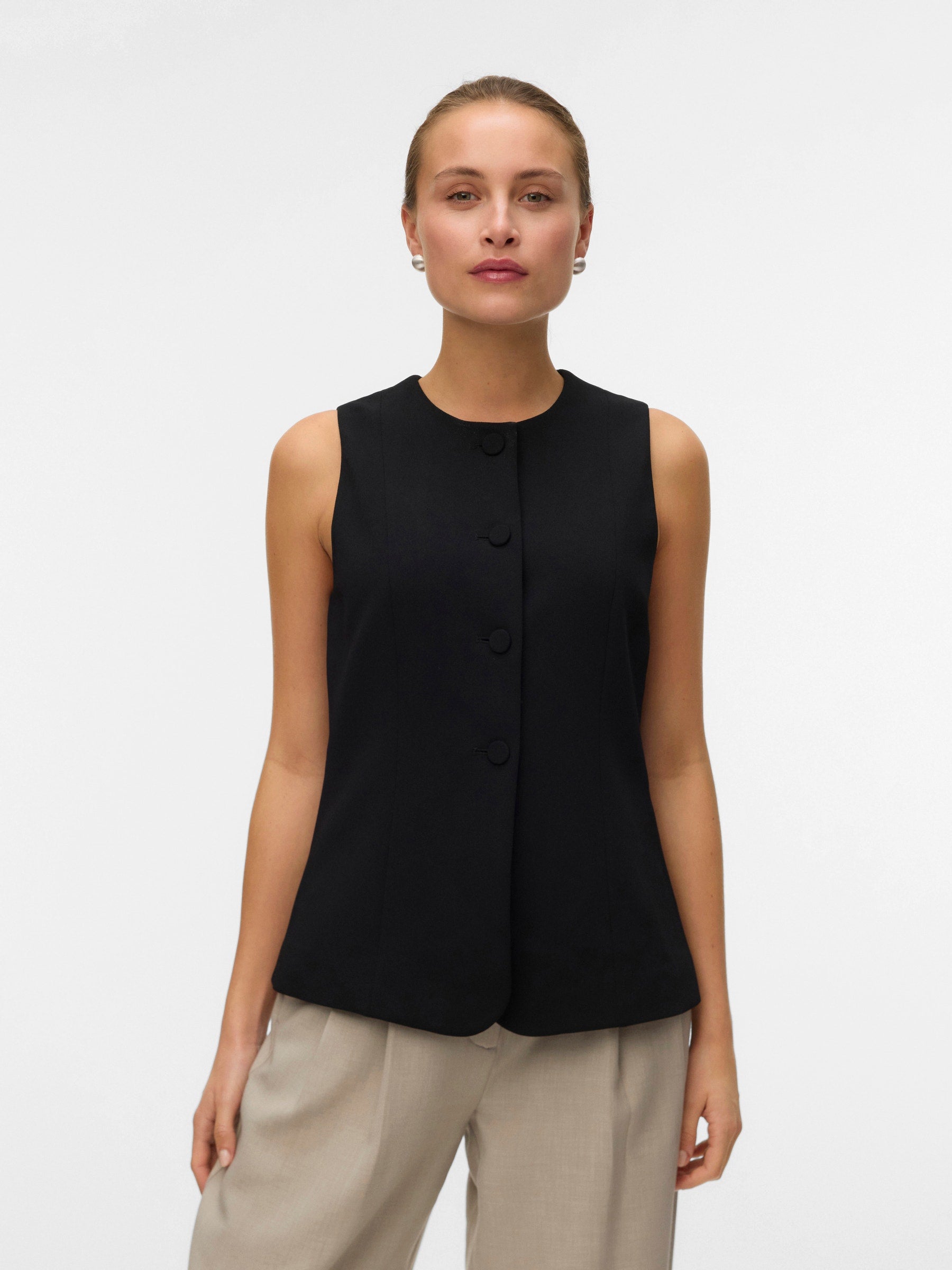 VERO MODA VMBERLIN waistcoat in black - Image 4