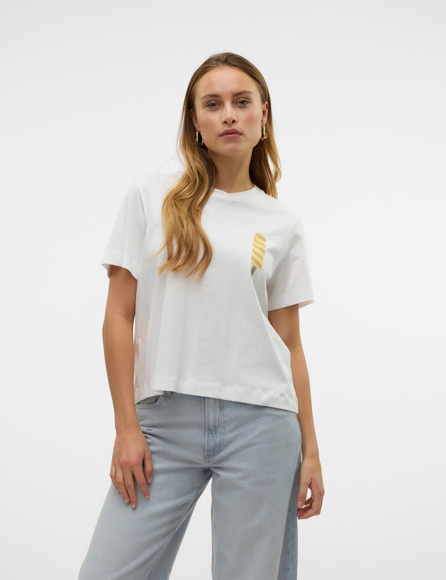 VERO MODA VMBERTA mette top box in snow white - Image 1