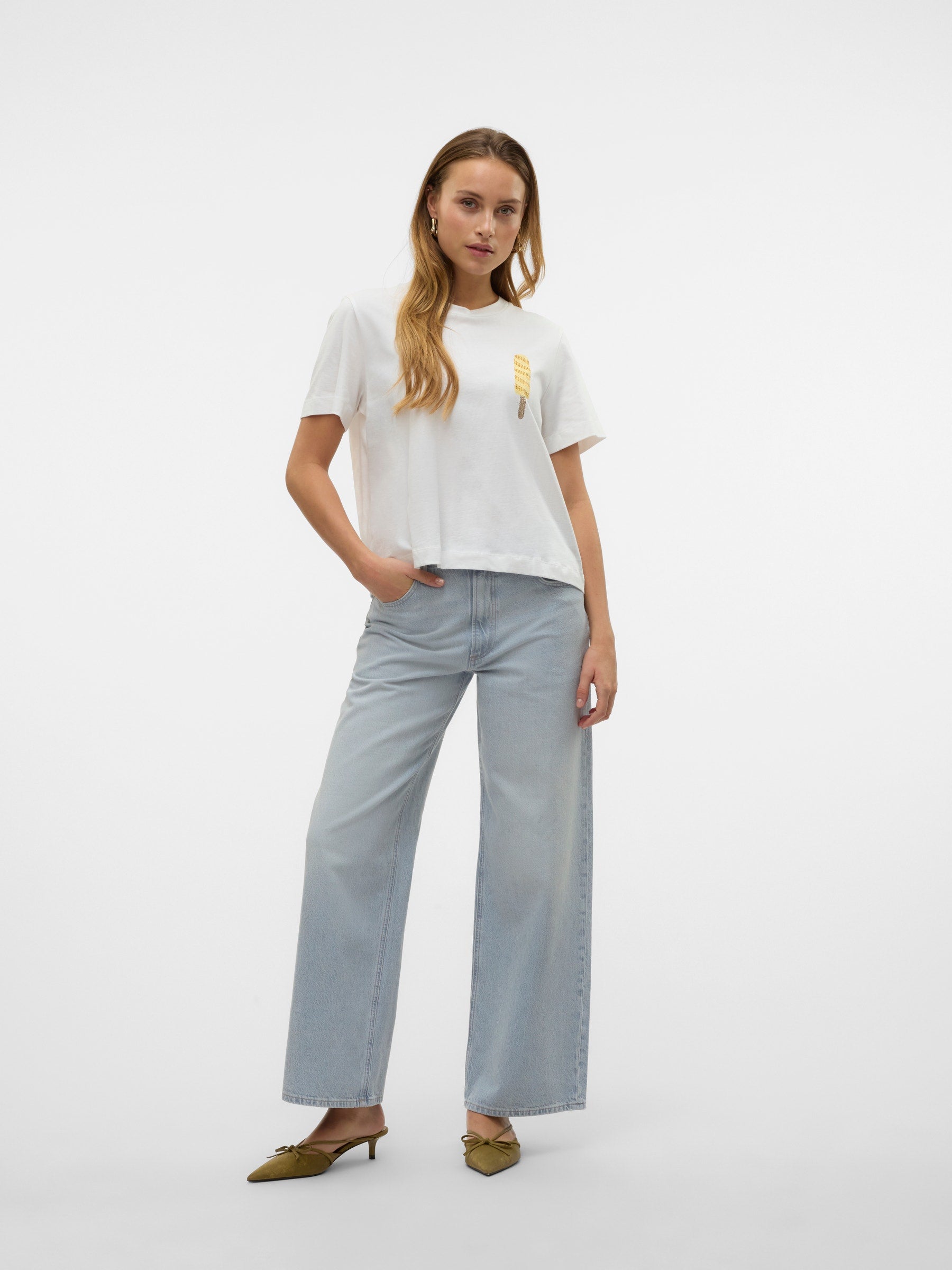 VERO MODA VMBERTA mette top box in snow white - Image 4