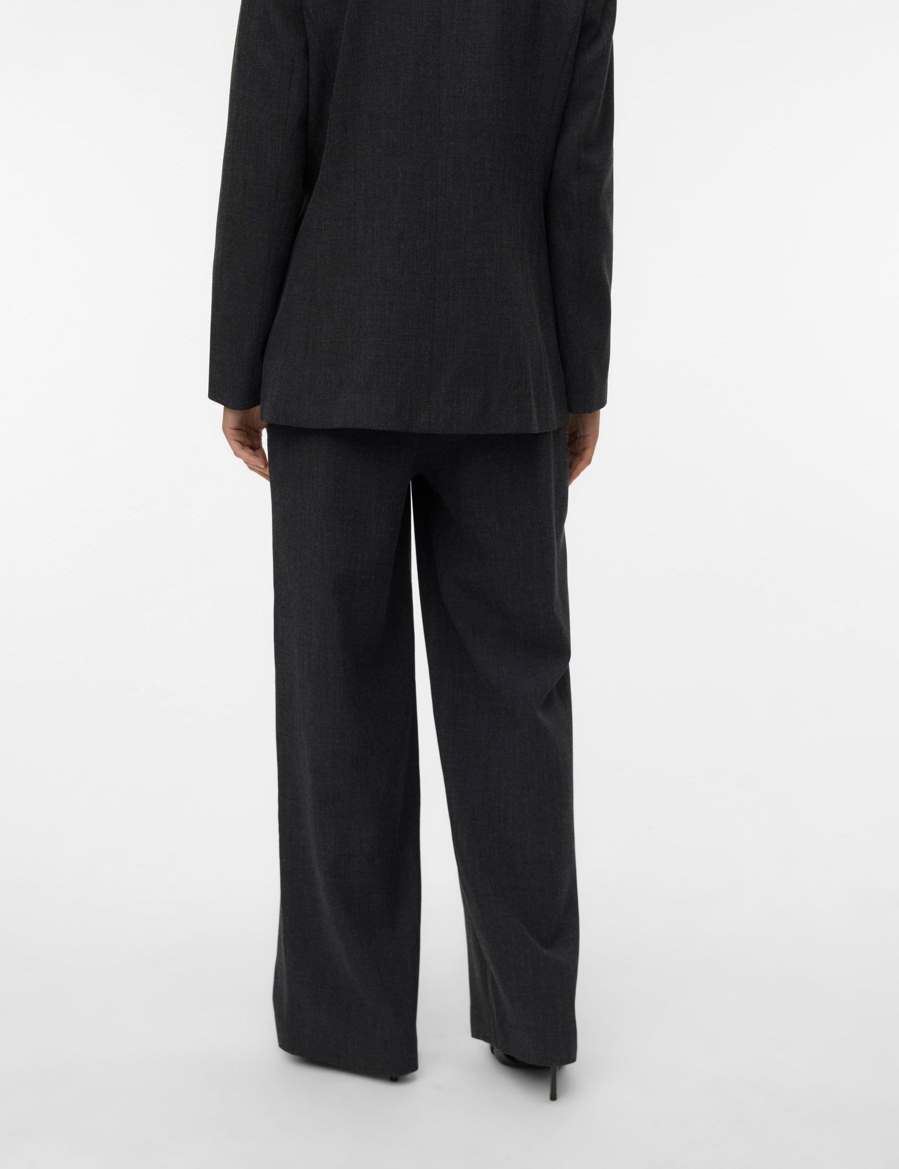 VERO MODA VMBESTIE wide dad pant in dark grey melange - Image 2