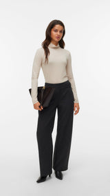 VERO MODA VMBESTIE wide strap pant in dark grey melange as offer sample - Image 1