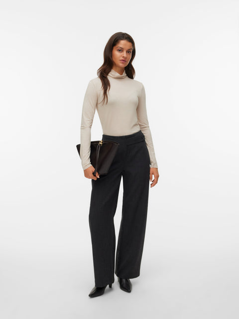VERO MODA VMBESTIE wide strap pant in dark grey melange as offer sample