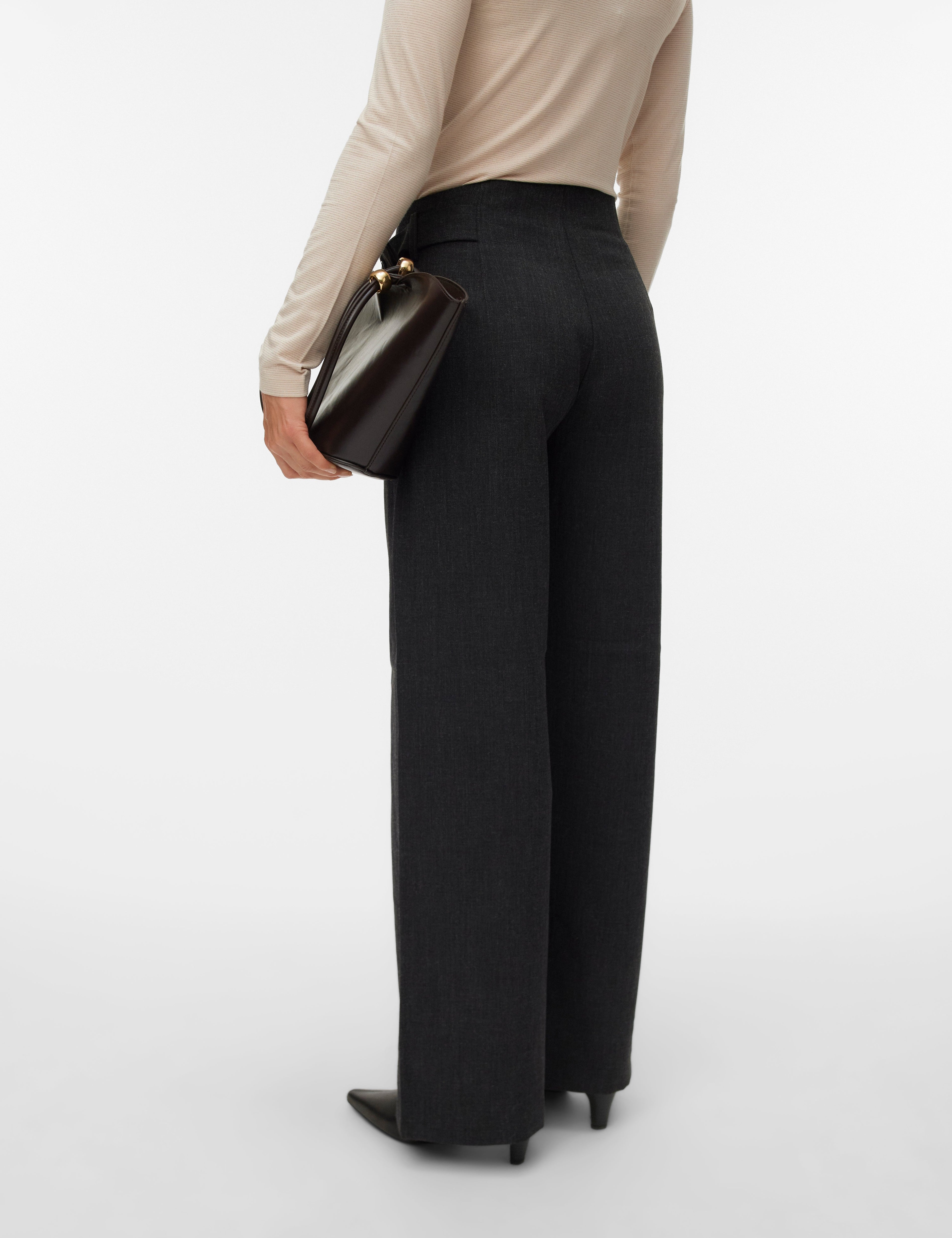 VERO MODA VMBESTIE wide strap pant in dark grey melange as offer sample - Image 2