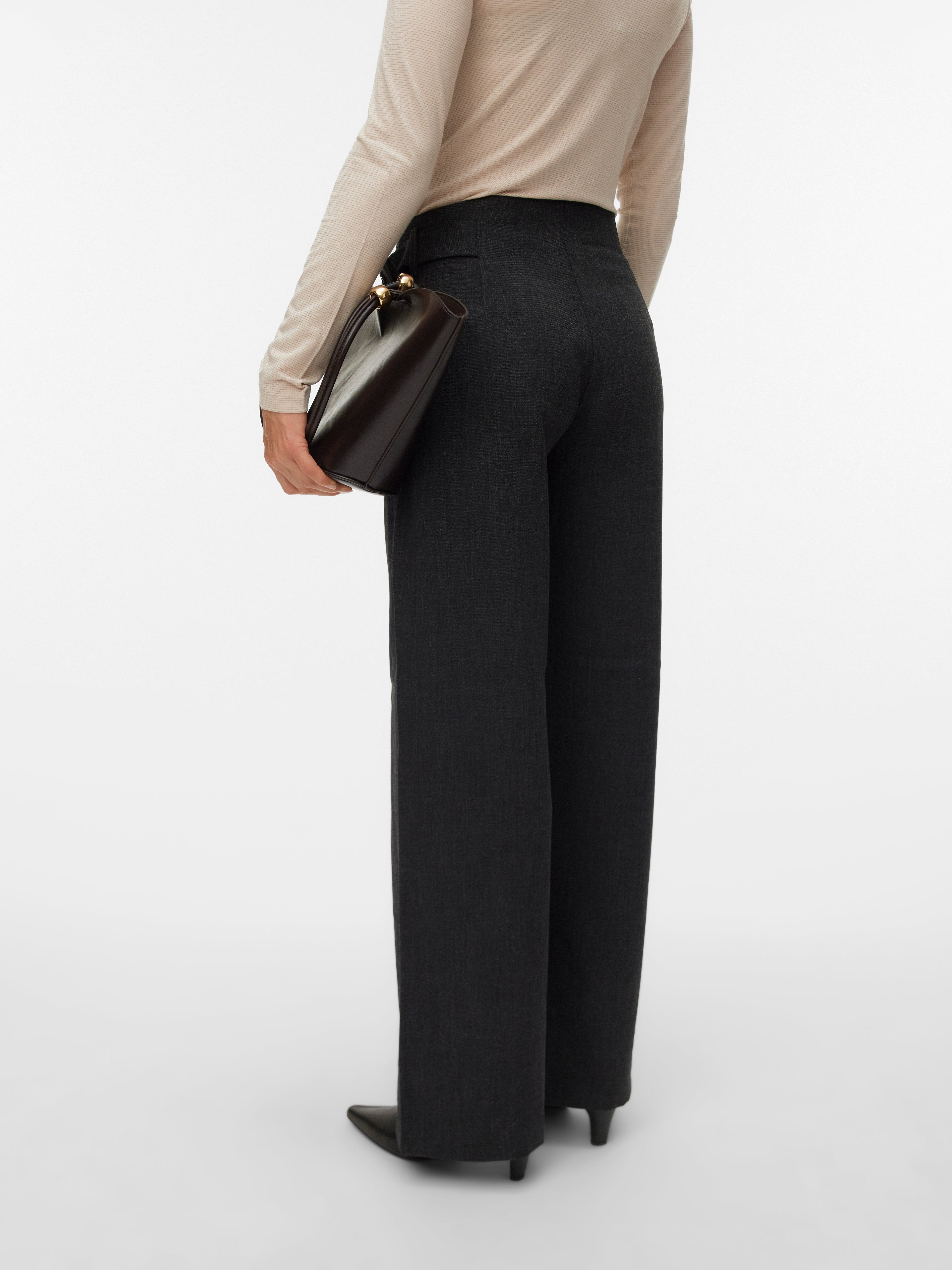 VERO MODA VMBESTIE wide strap pant in dark grey melange as offer sample - Image 2